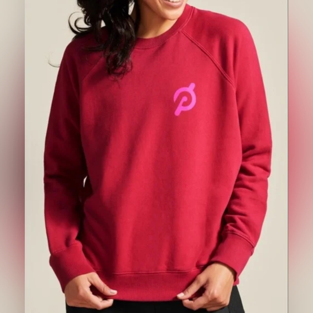 Spiritual Gangster x Peloton red & pink sweatshirt size large 100% cotton - Picture 3 of 10